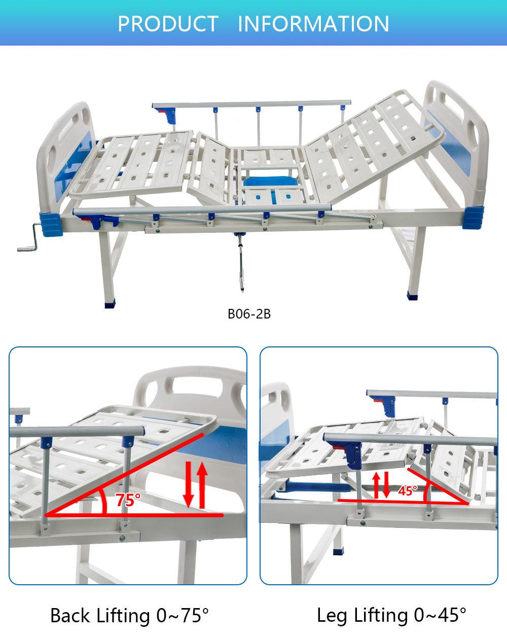 Patient Care Hospital Furniture Manufacturer ABS Manual Medical Bed with Toilet B06-2b