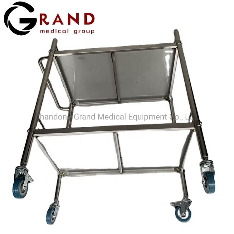 High Quality 304 Stainless Steel International Standard Medical Hospital Cart Instrument Trolley with Brushed Stainless Steel Plate