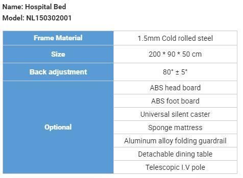 Cheap Price ABS One Cranks Common Medical Manual Hospital Bed