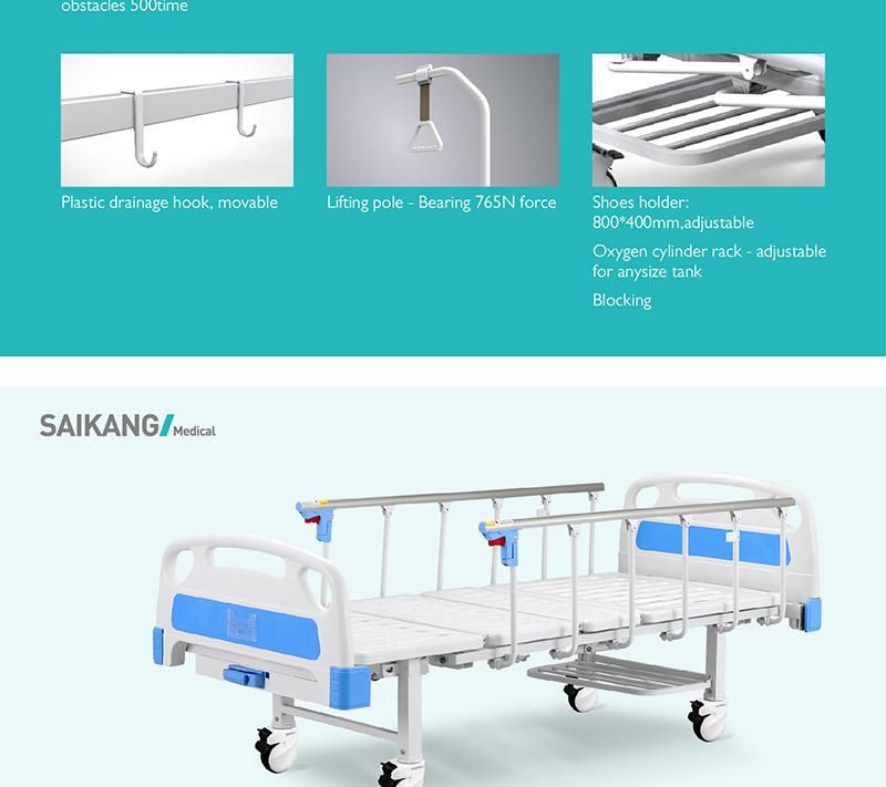 A1w Manual Adjustable Medical Folding Bed with Crank