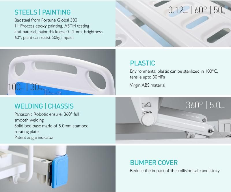 A6w Hospital Electric Folding Medical Bed with Remote Control