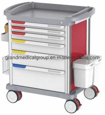 Hospital Crash Cart Medical Trolley with Drawers Medical Device