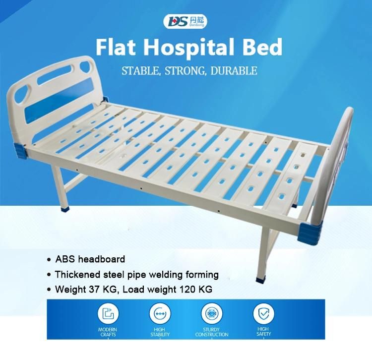 Simple Flat Iron Steel Hospital Beds with ABS Head/Foot Board