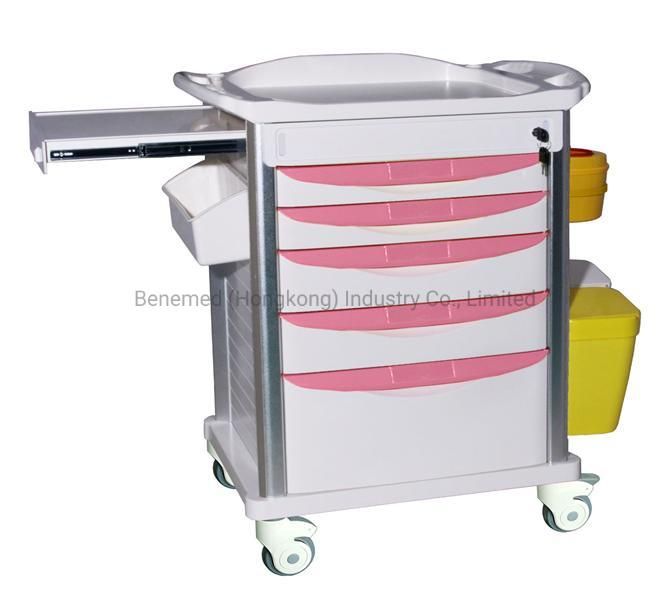 Hospital Medical Medicine Treatment Trolley with Five Drawers Bm-Mt013