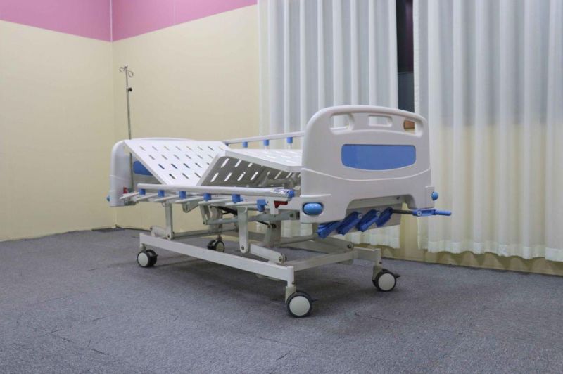 Hospital Bed Five Functions Manual Crank Manual Patient Bed for ICU Room