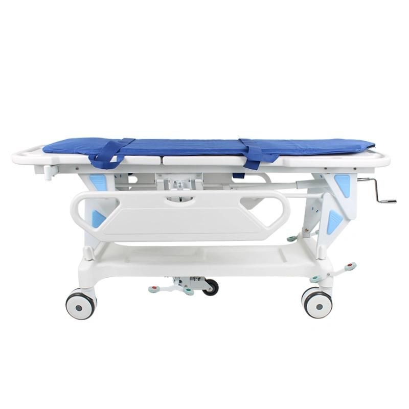 HS7121 Luxury Manual 1 Crank Patient Transfer Rescue Stretcher Trolley Emergency Strecher Manufacture with Mattress