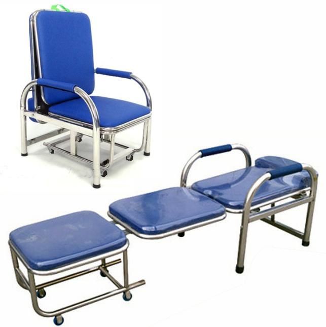 Cheap Hospital Recliner Chair Bed Folding Sleeping Accompany Chair Patient Attendant Bed with PVC Cover