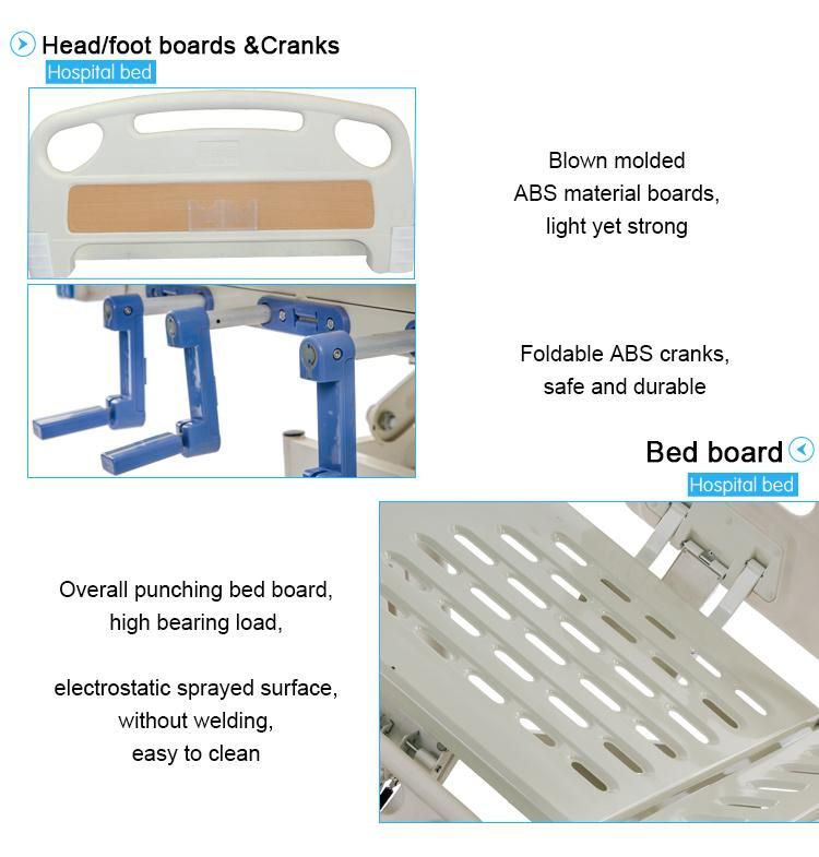 ABS Headboard 3 Crank Triple Function Manual Hospital Medical Bed