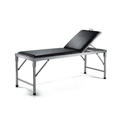 Hospital Medical Portable Stainless Steel Examination Bed with Lifting Back