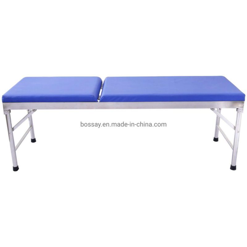 Medical Instruments Stainless Steel Leather Manual Folding Hospital Examination Bed