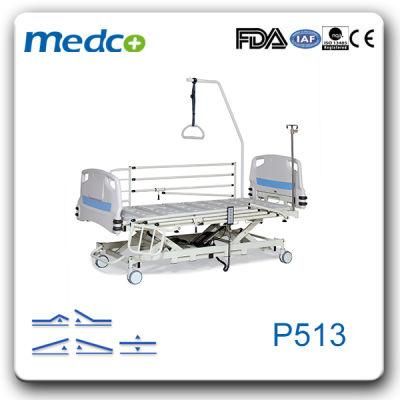 Adjustable Nursing Five Functions Hospital Electric Bed with IV Pole