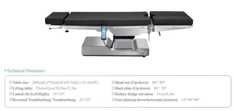 High Quality Hospital Operation Room Equipment Stainless Steel Multifunctional Electric Hydraulic Operating Bed Adjustable Surgical Operation Table Kdt-Y08A Wgk