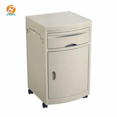 Grey Color Plastic Hospital Bed Side Storage Locker Cabinet with Shelves