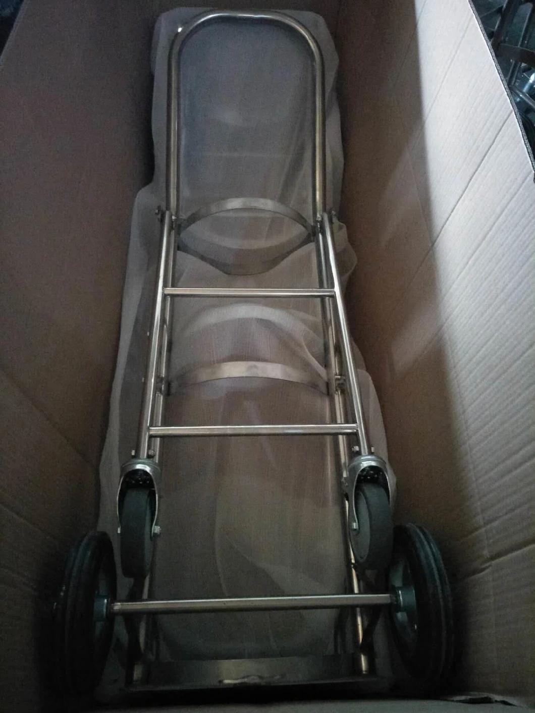 Stainless Steel Oxygen Tank Trolley for Gas Cylinder Hospital Furniture (SLV-E4007)