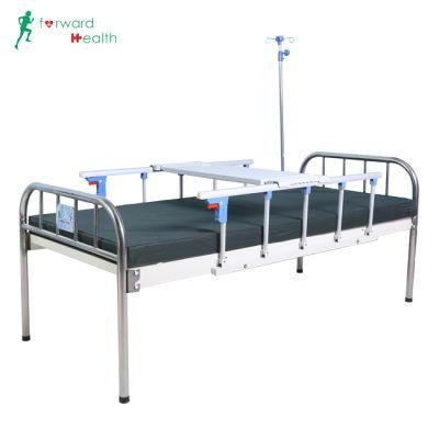General Hospital Iron Bed with Aluminum Alloy Guardrail ICU Medical Hospital Patient Nursing Flat Bed