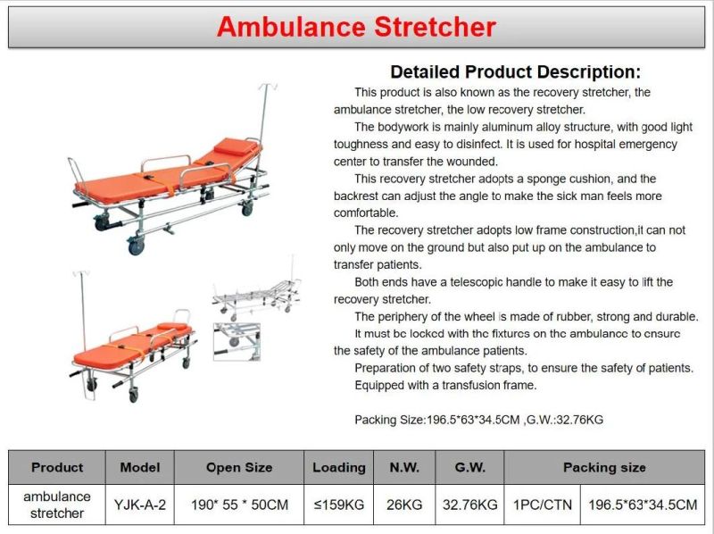 Hospital Medical Ambulance Stretcher First Aid Folding with Wheels