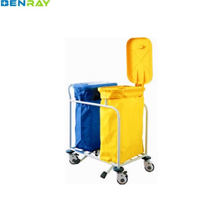 Steel Linen Trolley Crash Cart Hospital Patient Used Double Bins