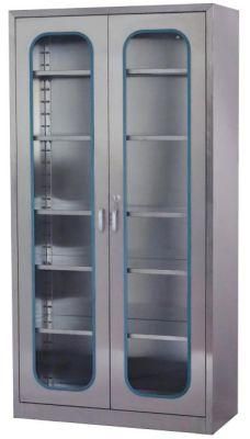 Manufacture Hospital Furniture Stainless Steel Lockable Medicine Cupboard Medical Instrument Cabinet with Wheels 4 Castors