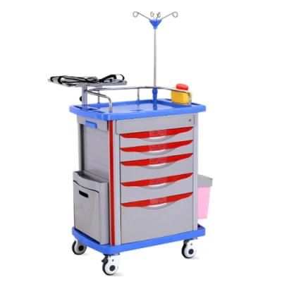 High Quality ABS Medical Emergency Trolley for Hospital Trolley