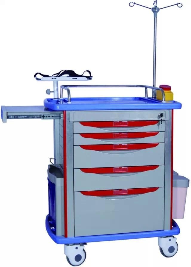 Hopsital Nursing Stainless Steel Trolley Emergency Trolley with Drawer