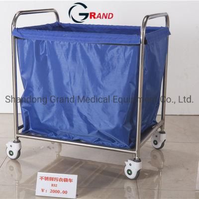 Hospital Equipment Stainless Steel Dirt Bag Cart Nursing Trolley for Hospital