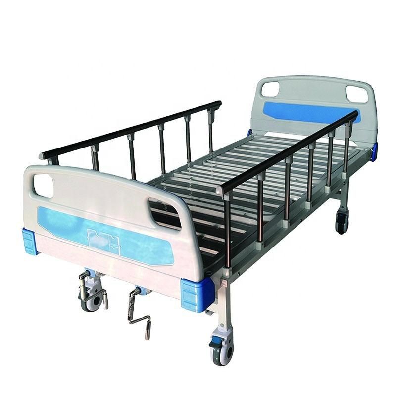 Manufacture Price Manual Two Function Hospital Bed with IV Pole Dual Crank