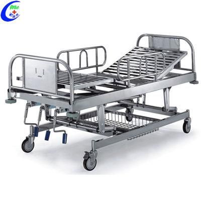 Cheap Stainless Steel Three Cranks Manual Hospital Bed, Hospital Equipment Bed