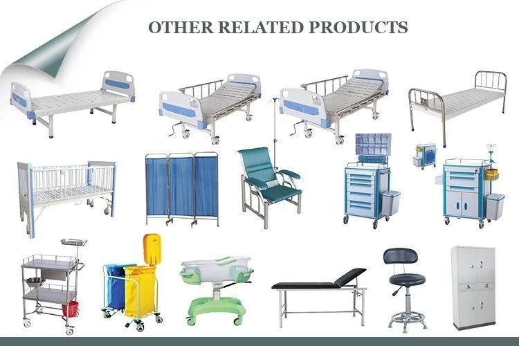 ICU ABS Hospital Bed, One or Two Crank Manual Patient Bed, Mattress, Castor, IV Pole, Dinner Table, Guardrail Optional (PW-B02)