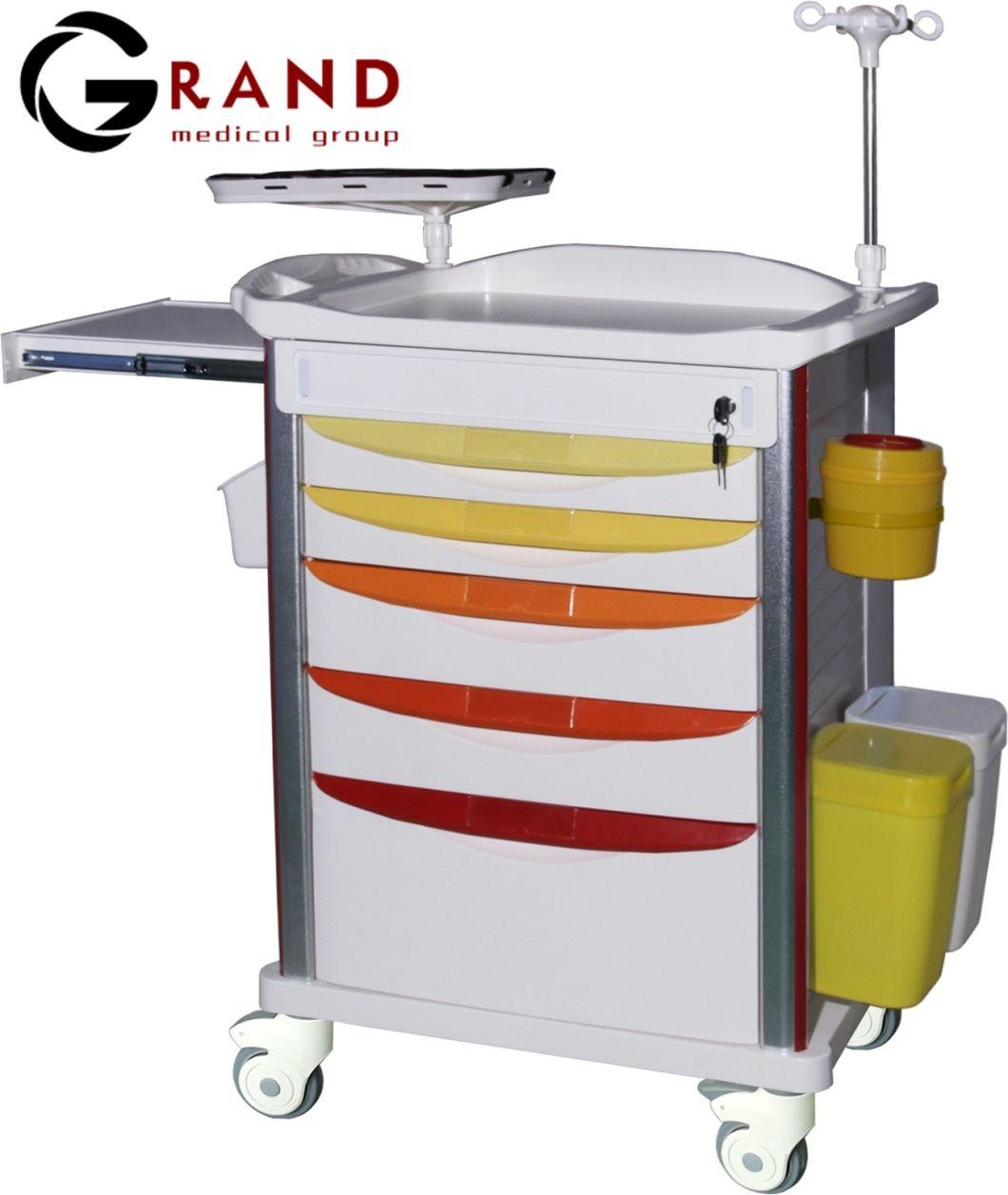 High Quality Factory Price Hospital Emergency Trolley Luxury Medical Cart with Wheels