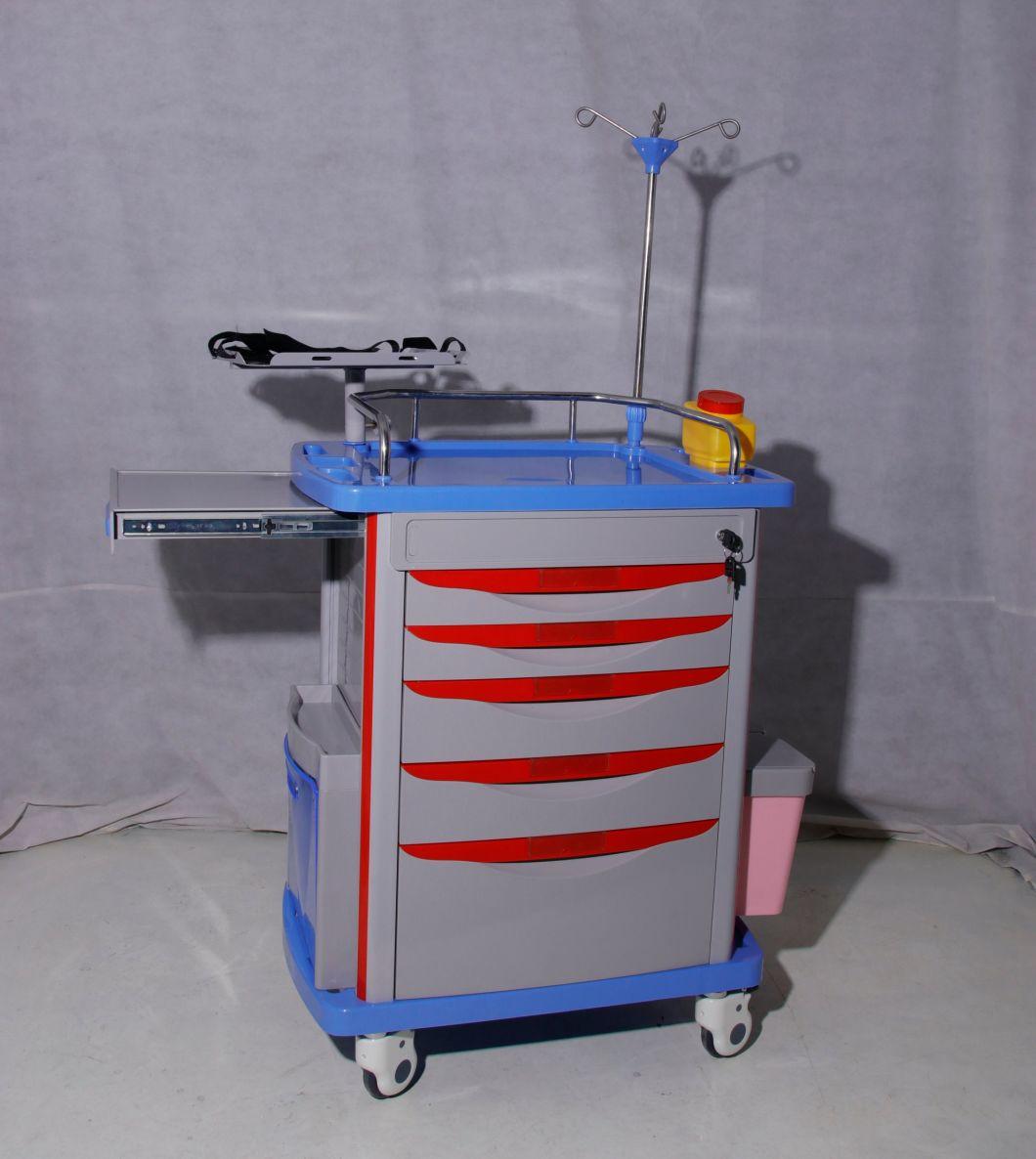 Mn-Ec001 ABS Clinical Hospital Medical Furniture Emergency Trolley Nursing Cart for Hospital Anesthesia