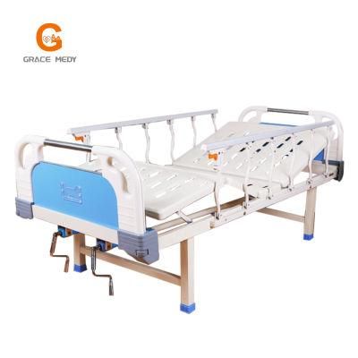 A06-1 Metal 2 Crank 2 Function Adjustable Medical Furniture Folding Manual Patient Nursing Hospital Bed with Casters
