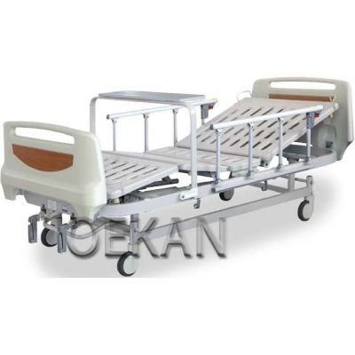 Factory Price Hospital Manual Adjustable Folding Patient Bed Clinic Single Movable Emergency Bed with Dining Table