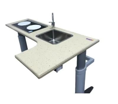 Electric Lift Cooking Single Sink Bench with Left Table