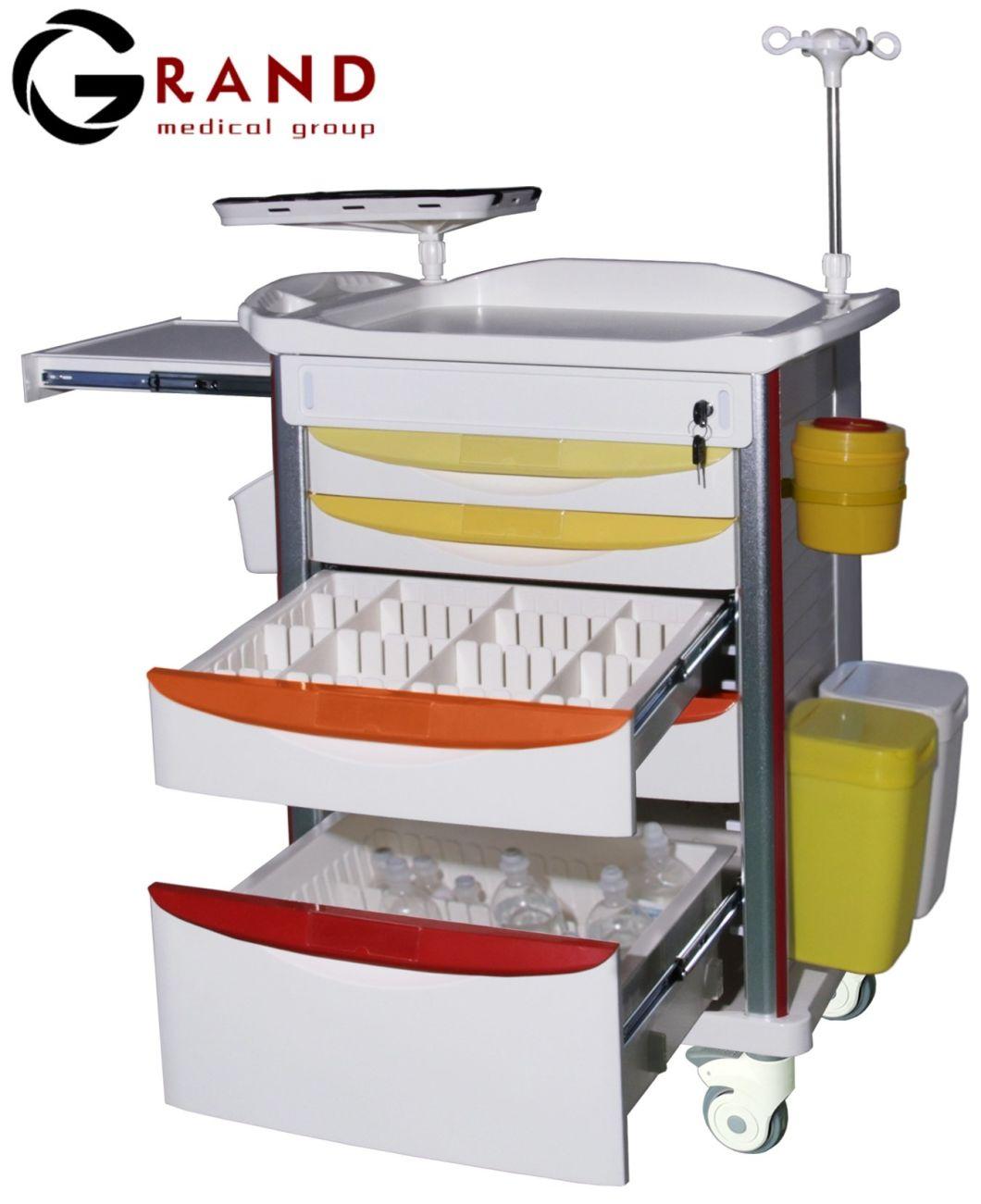 High Quality Factory Price Hospital Emergency Trolley Luxury Medical Cart with Wheels