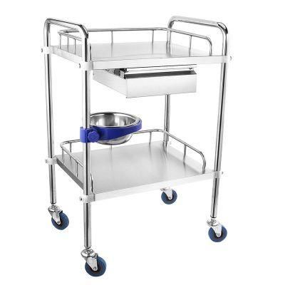 Medical Hospital Dressing Trolley Stainless Steel 3 Layers Surgical Trolley