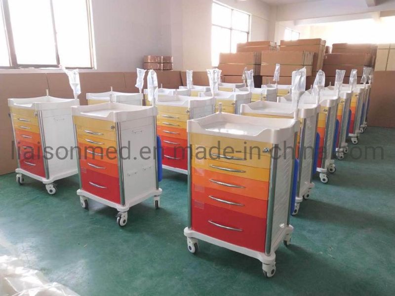 Mn-DC001 Medical Cart ABS Double Side Medicine Drug Trolley for Patients Care