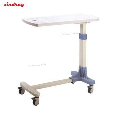 Easy Move Use on Bed for Ward Room, Movable with Wheel Wooden Metal Table