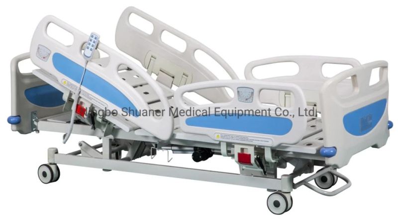 Medical 3 Function Electric Hospital Bed with Side Rails ICU Hospital Bed