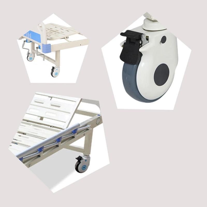 Metal 3 Crank 3 Function Adjustable Medical Furniture Folding Manual Patient Nursing Hospital Bed with Casters