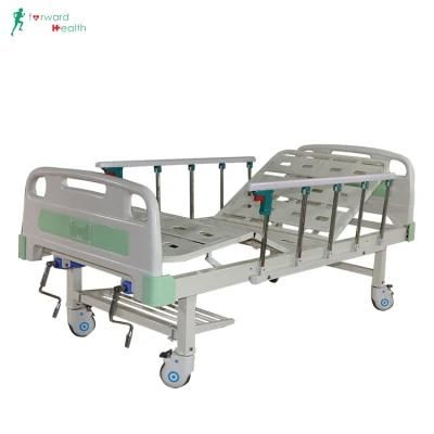 B04-6 Mnaual 2 Crank Hospital Bed Two Function Medical Bed with Stainless Steel Crank