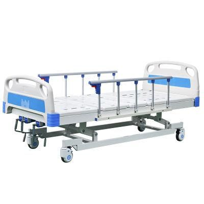Three Function Manual Hospital Bed Medical Three Cranks ABS Patient Bed for Sale
