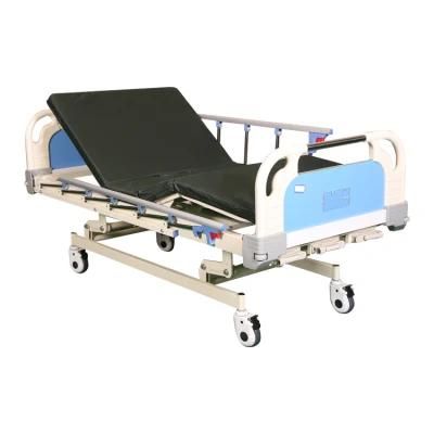 Three Manual Cranks Hospital Bed with Mute Castors for Patients
