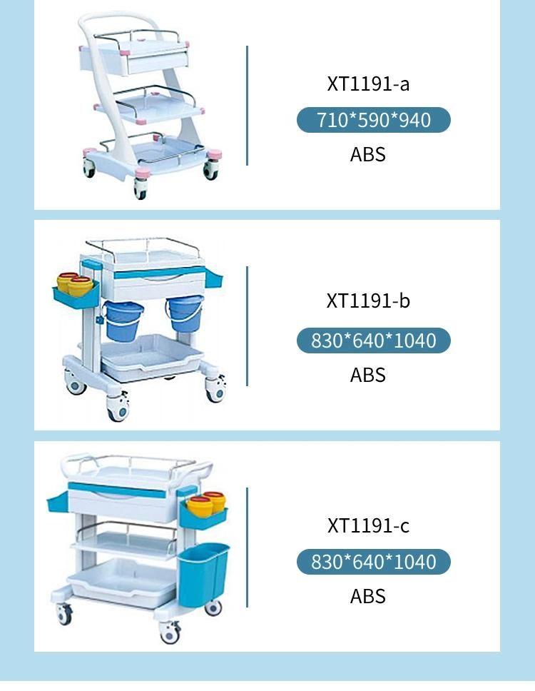 Hospital Plastic Medical ABS Health Nursing Mobile Drug Delivery Trolley Xt1190-E