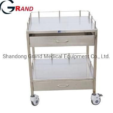 Hospital Treatement Cart Stainless Steel Apparatus Trolley with Power Socket