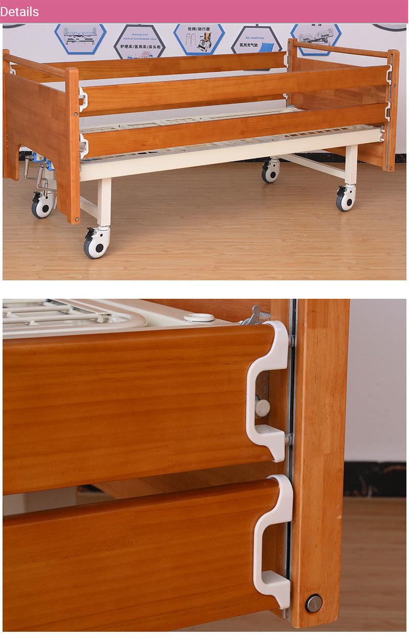 Multifunctional Nursing Bed Home Wooden Bed-Ridden Elderly Patient Lift Guardrail Lift Back Leg Hospital Bed