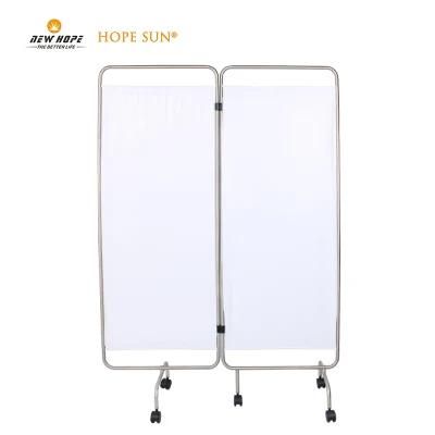 HS5705-2 Moveable Stainless Steel Medical Furniture Hospital 2 Folding Ward Screen