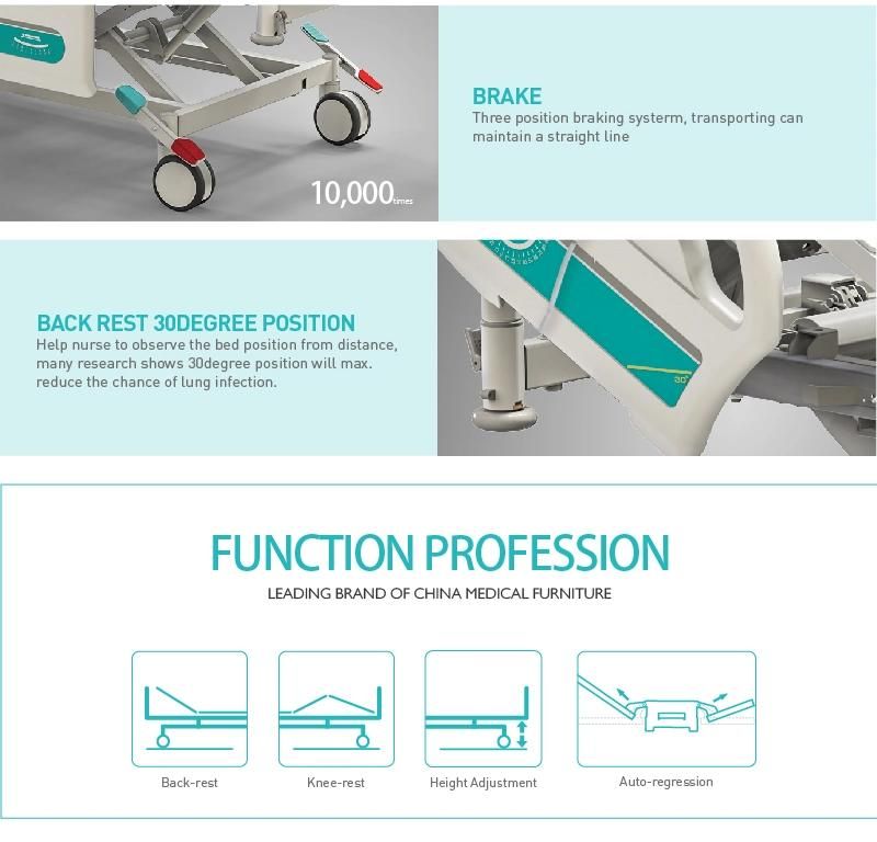 Y3y8c Manual Patient Medical Adjustable Reliable Care Bed with Three Crank