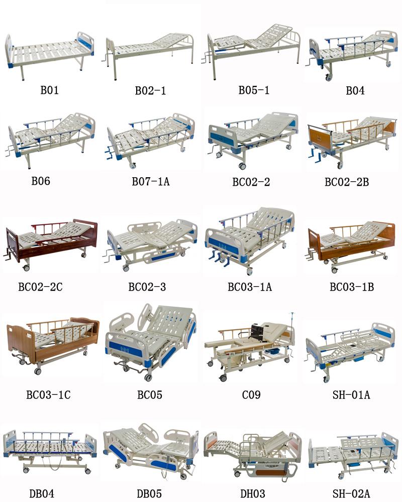 Medical Use 2 Functions Manual Hospital Bed with Electroplating Cranks