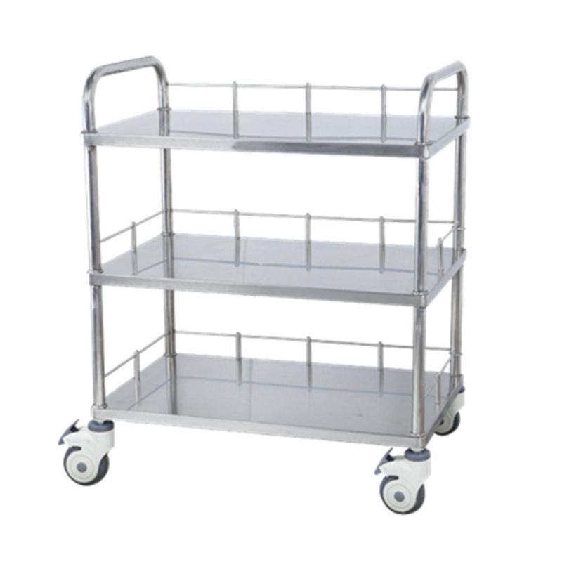 Laundry Anesthesia ABS Hospital Emergency Aid Furniture Patient Trolley, Medical Stretcher Stainless Steel Drug Crash Record Cart