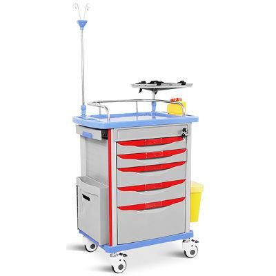 Hospital Emergency Trolley Crash Cart with IV Pole